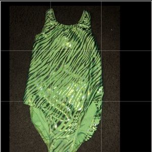 Green gymnastics leotard